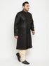 Vastramay Men's Plus Size Black Sherwani Set